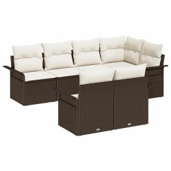 Ensemble de canapé de jardin 7 pcs Marron polyrotin 643798643798