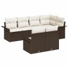 Ensemble de canapé de jardin 7 pcs Marron polyrotin 643798643798