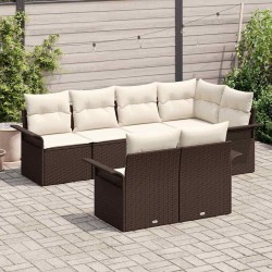 Ensemble de canapé de jardin 7 pcs Marron polyrotin 643798643798