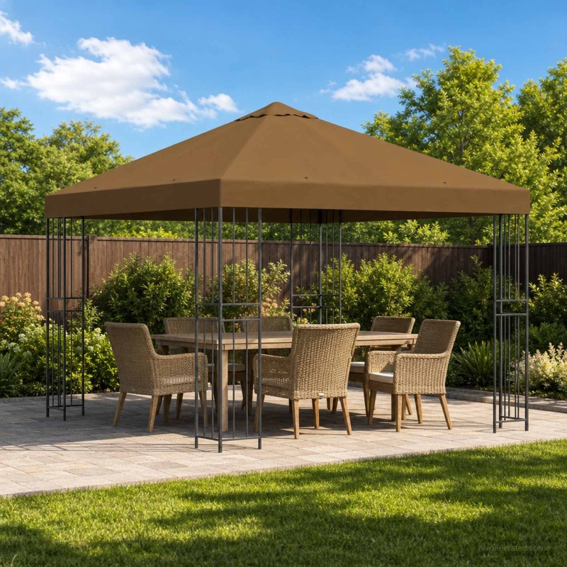 Pavillon 3 x 3 m Taupe Polyester et Acier 190 gsm 643800643800