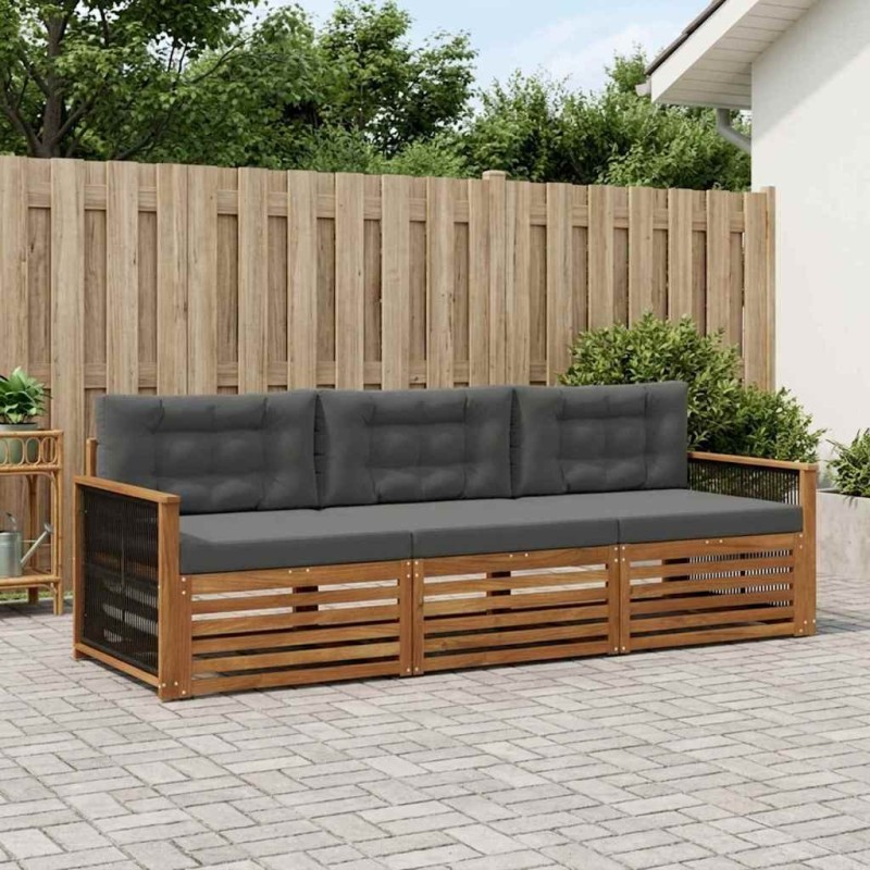 Ensemble de canapés d'extérieur 3 pcs Naturel et Anthracite 643802643802