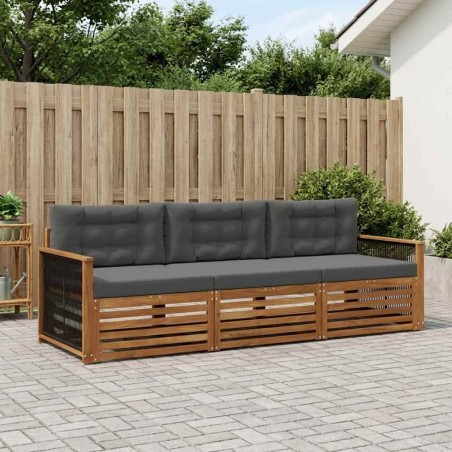 Ensemble de canapés d'extérieur 3 pcs Naturel et Anthracite 643802643802