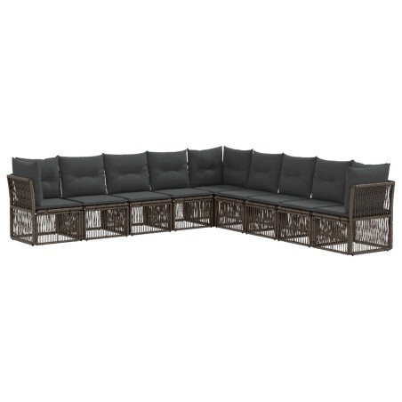 Ensemble de canapé de jardin 9 pcs Gris polyrotin 643803643803