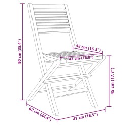 Chaises de jardin pliantes lot de 4 47x62x90cm bois massif teck 643805643805