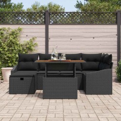 Ensemble de canapé de jardin 7 pcs Noir polyrotin 643807643807