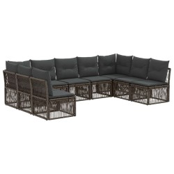 Ensemble de canapé de jardin 9 pcs Gris polyrotin 643808643808