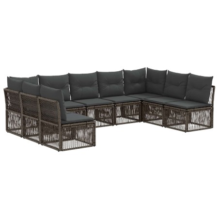 Ensemble de canapé de jardin 9 pcs Gris polyrotin 643808643808