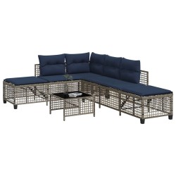 Ensemble de canapé d'angle de jardin 3 pcs avec coussins gris résine tressée 643810643810