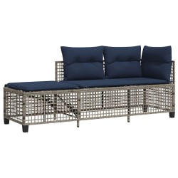 Ensemble de canapé d'angle de jardin 3 pcs avec coussins gris résine tressée 643810643810