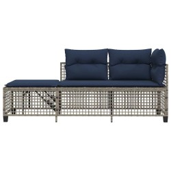 Ensemble de canapé d'angle de jardin 3 pcs avec coussins gris résine tressée 643810643810