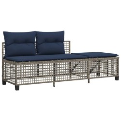 Ensemble de canapé d'angle de jardin 3 pcs avec coussins gris résine tressée 643810643810