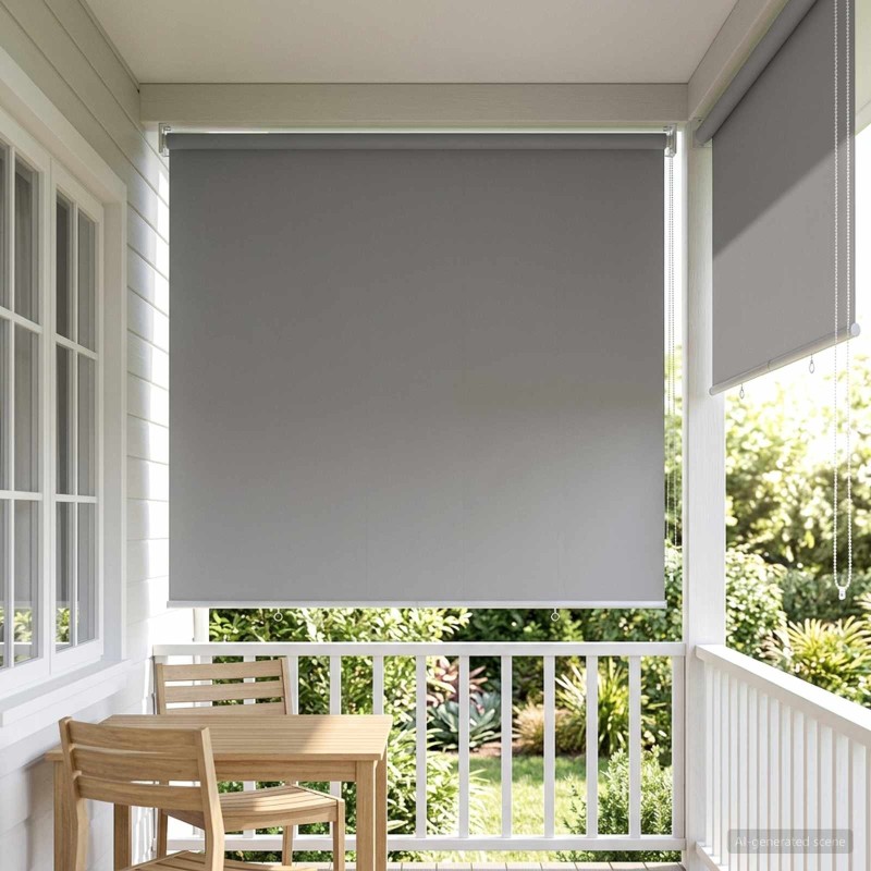 Store roulant extérieur protection UV Gris clair Polyester 643812643812