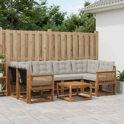 Ensemble de canapés d'extérieur 7 pcs Naturel et gris clair 643816643816