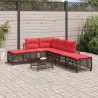 Ensemble de canapé d'angle de jardin 3 pcs avec coussins marron résine tressée 643824643824