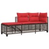 Ensemble de canapé d'angle de jardin 3 pcs avec coussins marron résine tressée 643824643824