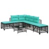 Ensemble de canapé d'angle de jardin 3 pcs avec coussins noir résine tressée 643826643826