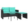 Ensemble de canapé de jardin 3 pcs avec coussins noir résine tressée 643827643827