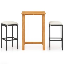Ensemble de bar de jardin avec coussins 3 pcs Noir 643829643829
