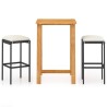 Ensemble de bar de jardin avec coussins 3 pcs Noir 643829643829