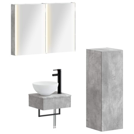 Ensemble d'armoire de salle de bain 4 pcs Gris béton 643833643833