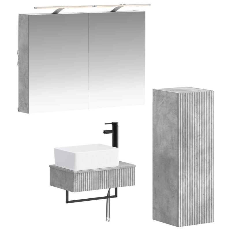 Ensemble d'armoire de salle de bain 4 pcs Gris béton 643834643834