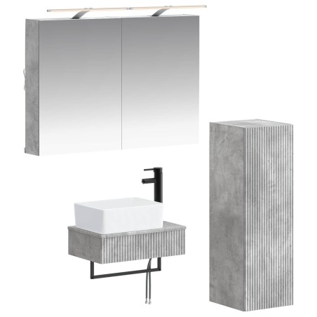 Ensemble d'armoire de salle de bain 4 pcs Gris béton 643834643834