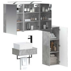 Ensemble d'armoire de salle de bain 4 pcs Gris béton 643834643834