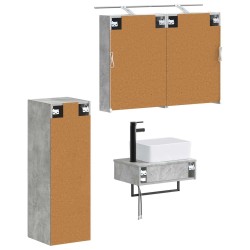 Ensemble d'armoire de salle de bain 4 pcs Gris béton 643834643834