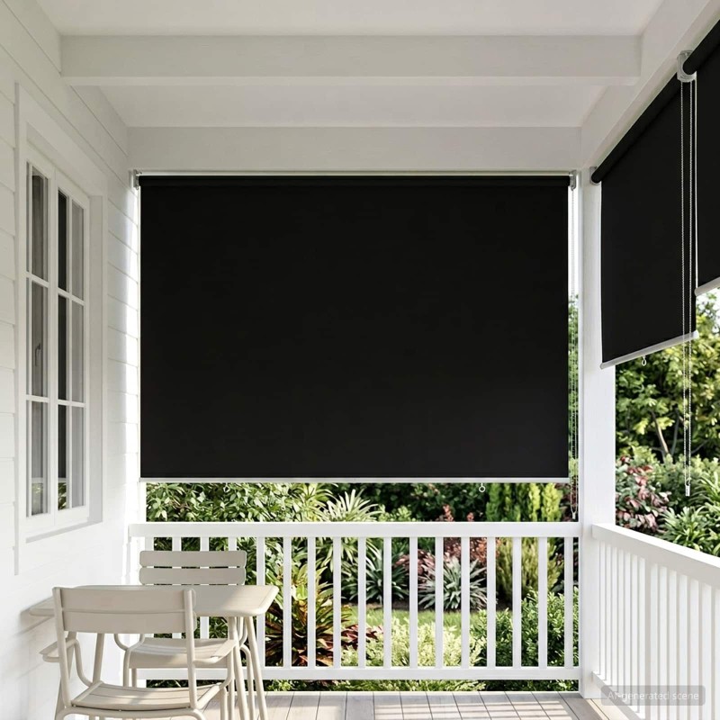 Store roulant extérieur protection UV Noir 145 x 140 cm (L x H) 643846643846