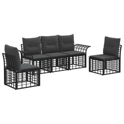 Ensemble de canapés d'extérieur 5 pcs Noir et Gris foncé 643850643850