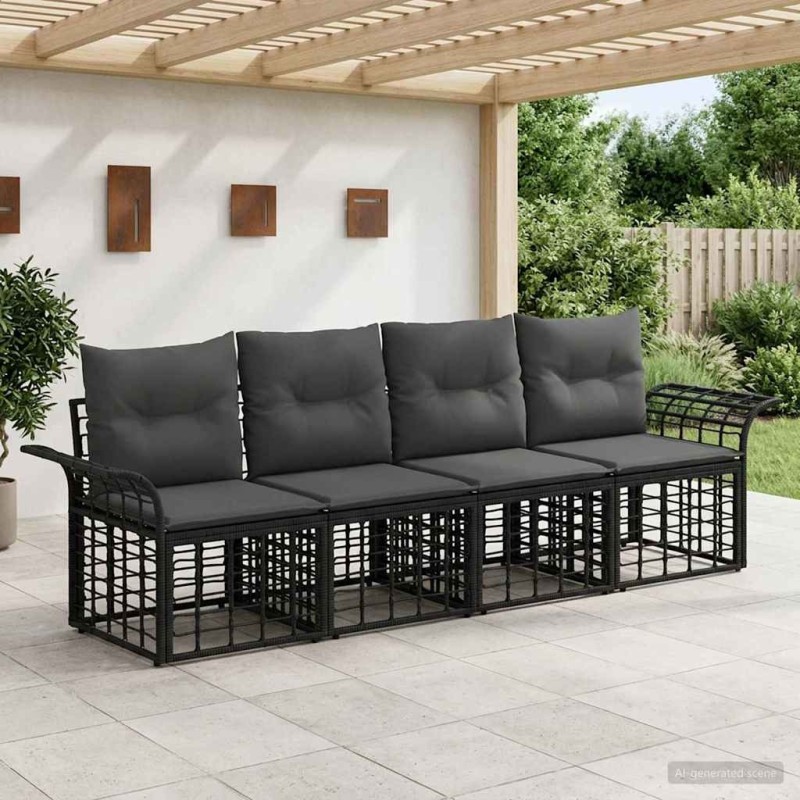 Ensemble de canapés d'extérieur 4 pcs Noir et Gris foncé 643852643852