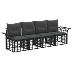 Ensemble de canapés d'extérieur 4 pcs Noir et Gris foncé 643852643852