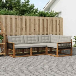 Ensemble de canapés d'extérieur 4 pcs Naturel et gris clair 643861643861