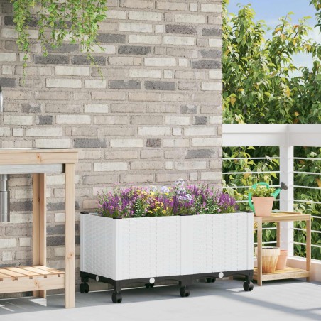 Jardinière avec Roues Blanc 80 x 40 x 48 cm PP 643863643863