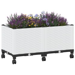 Jardinière avec Roues Blanc 80 x 40 x 48 cm PP 643863643863