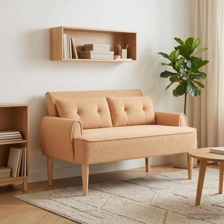 Canapé love seat avec capitonnage en boutons Beige Bouclé 643871643871