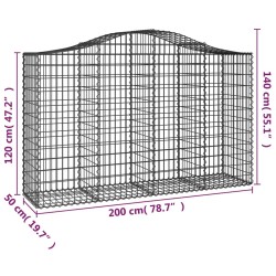 Paniers à gabions arqués 6 pcs 200x50x120/140 cm Fer galvanisé 643888643888