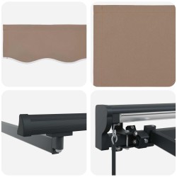 Cadre de store manuel avec LEDs Taupe 3,5 x 2 m 643892643892