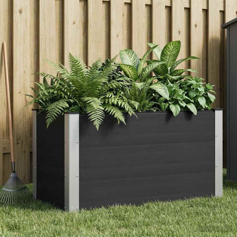 Jardinière surélevée Noir 100 x 50 x 54 cm WPC et Aluminium 643895643895