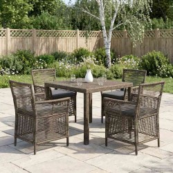 Chaise d'Extérieur 4 pcs Gris et Gris foncé polyrotin 643900643900