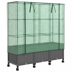 Jardinière de jardin avec couverture de serre et roues 3 pc PP 643902643902