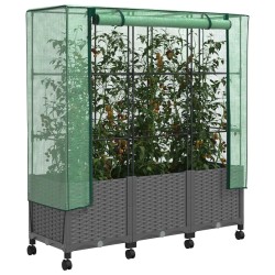 Jardinière de jardin avec couverture de serre et roues 3 pc PP 643902643902