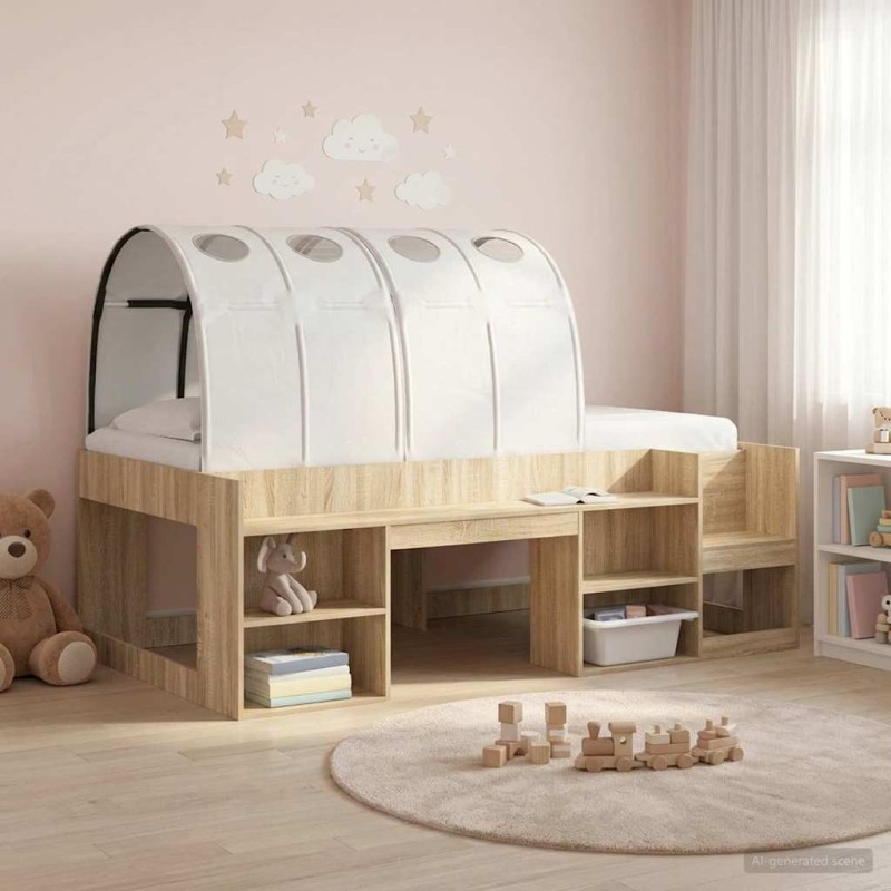 Tunnel de lit 2 pcs Blanc 211 x 67,5 x 2 cm Polyester 643910643910