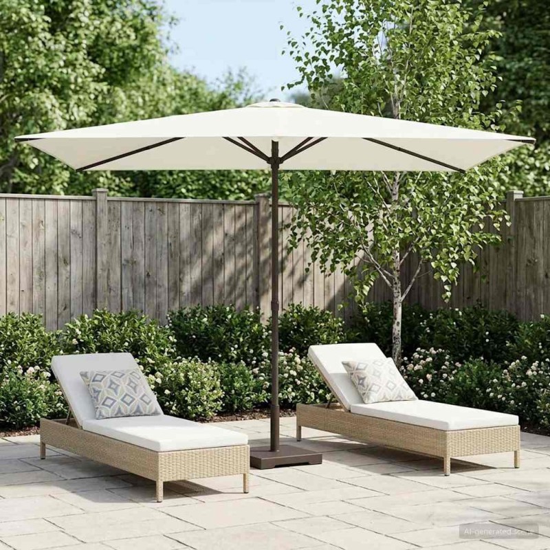 Parasol de jardin 200 x 300 cm Polyester Rectangulaire Crème 643922643922