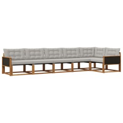 Ensemble de canapés d'extérieur 6 pcs Naturel et gris clair 643923643923