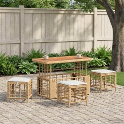 Ensemble de salle à manger pour jardin 4 pcs Nature et Blanc 643929643929