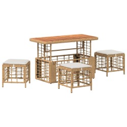 Ensemble de salle à manger pour jardin 4 pcs Nature et Blanc 643929643929