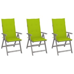 Chaises inclinables de jardin lot de 3 et coussins Bois acacia 643942643942