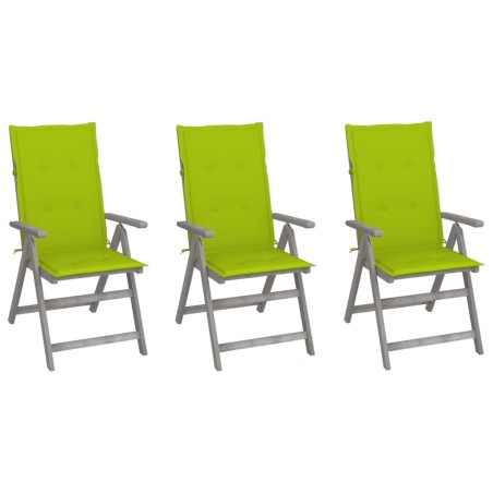 Chaises inclinables de jardin lot de 3 et coussins Bois acacia 643942643942