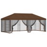Gazebo avec murs latéraux 6 x 3 m Marron Polyester et Acier 190 643956643956